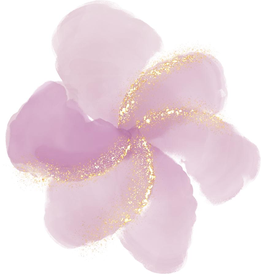 Water Color Flower Gold Glitter pink